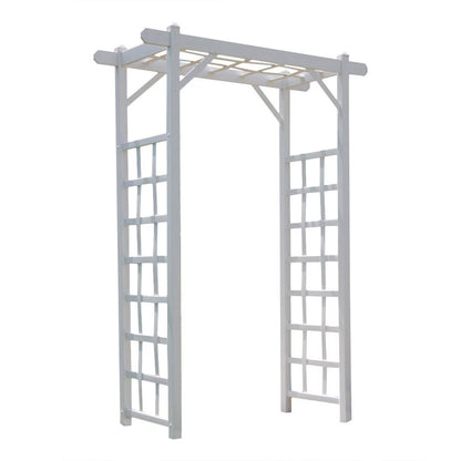 DYUKFG Elmwood Arbor 57"x84" White PVC Outdoor Garden Arch with Lattice Trellis Weather-Resistant, Easy Assembly, Ideal for Climbing Plants, Weddings & Backyard Decor