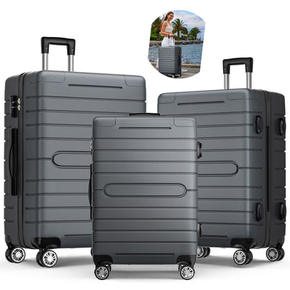 ALPULON 3 Piece Luggage Sets with TSA Locks, Hardside Suitcase Set with Spinner Wheels, 20in24in28in, Light Blue