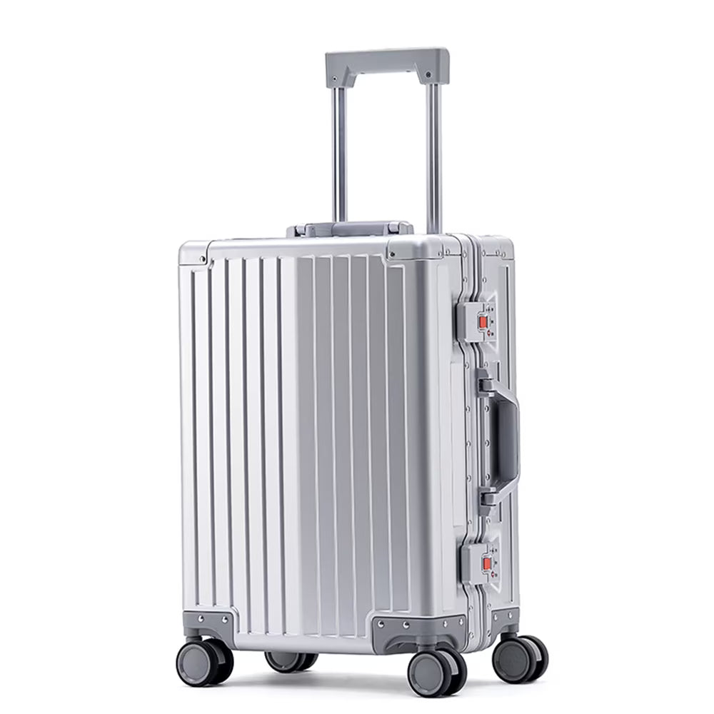 All Aluminum Magnesium Hardshell Carry On Luggage with Wheels, Hardside Carry on Suitcase with TSA Lock, Airline Approved Zipperless Suitcase Checked Luggage Metal Rolling Luggage
