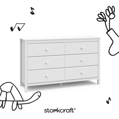 Storkcraft Alpine 6 Drawer Nursery Double Dresser, White