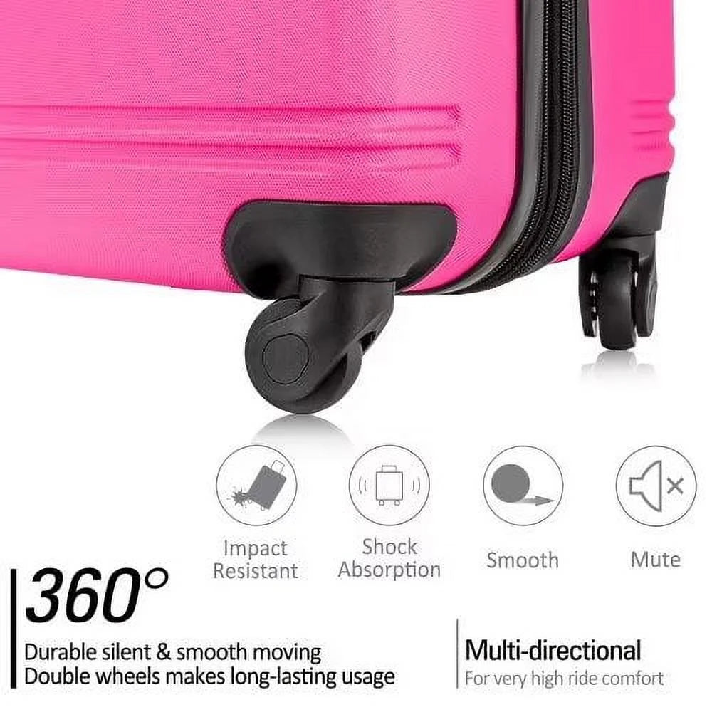 Expandable Suitcase Set of 3 with Double Spinner Wheels, Indestructible PP Material Hard Shell Luggage Sets TSA Lock, Carry on Expandable, Lightweight,20" 24' 28",Pink
