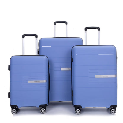 Lightweight PP Suitcase Sets with Spinner Wheels TSA Lock, Hardshell Luggage Sets for Travel Trips, 3-Piece Set (20in/24in/28in), Light Green