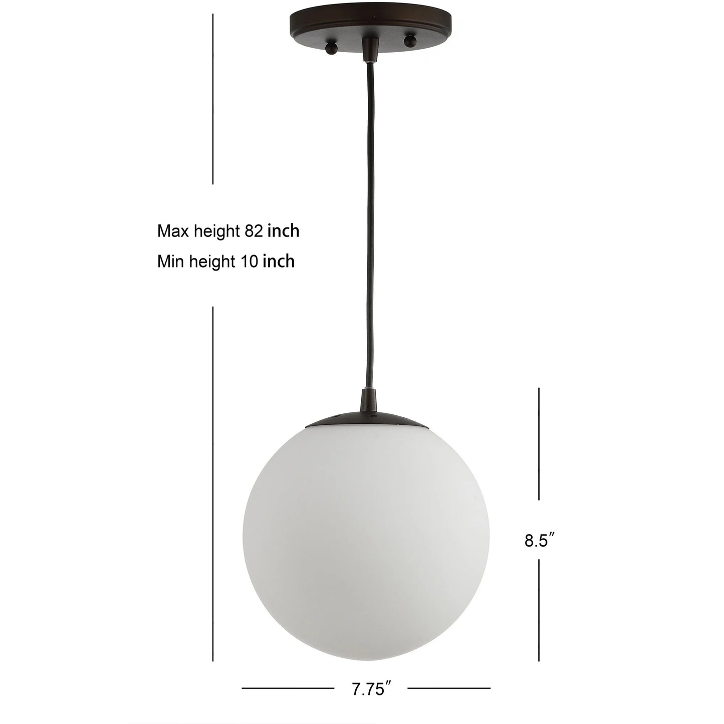 JONATHAN Y Bleecker 7.75" Metal/Glass Globe LED Pendant, White/Oil Rubbed Bronze