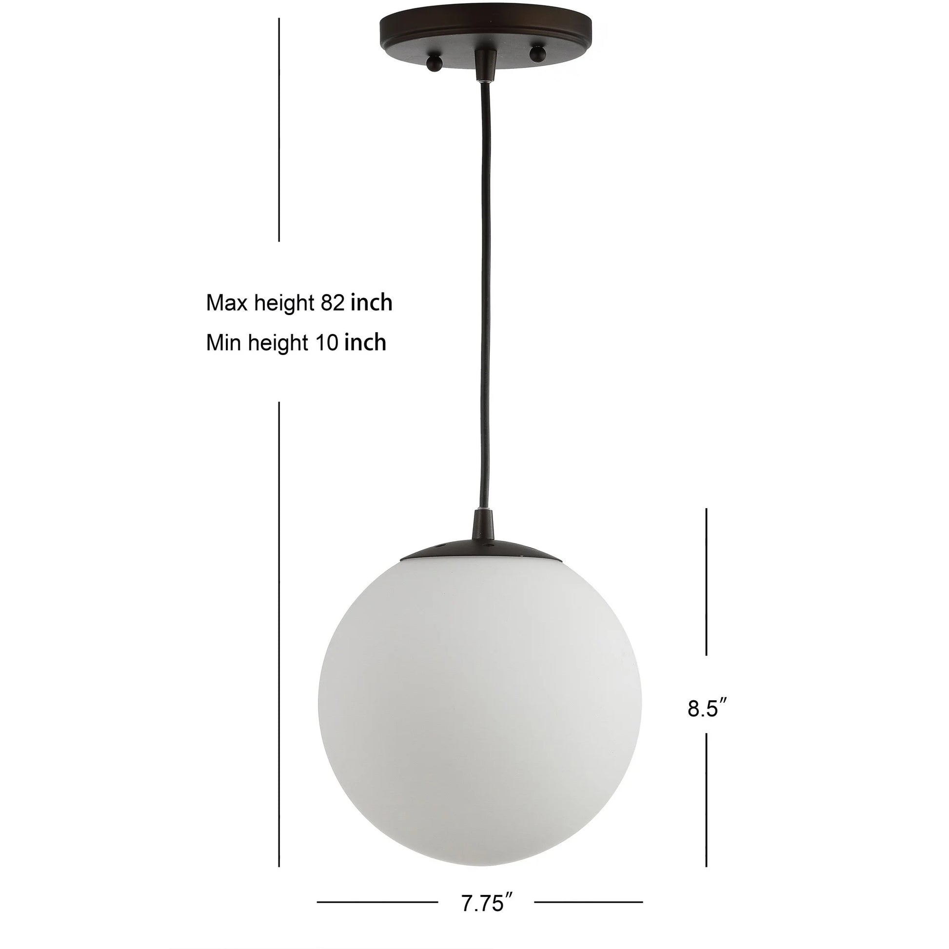 JONATHAN Y Bleecker 7.75" Metal/Glass Globe LED Pendant, White/Oil Rubbed Bronze