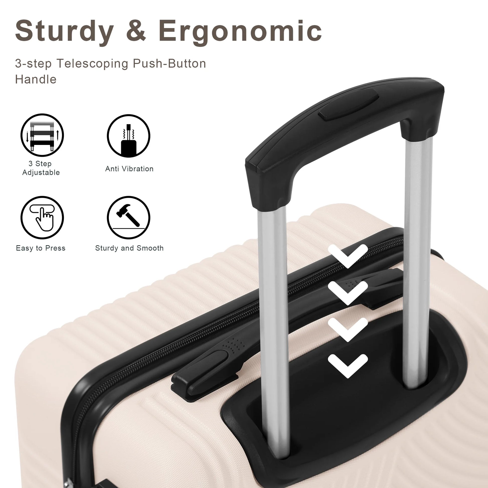 Sunbee Luggage Sets 3 Piece Hardshell Luggage Hardside Luggage Set Lightweight Suitcases with Spinner Wheels, TSA Lock