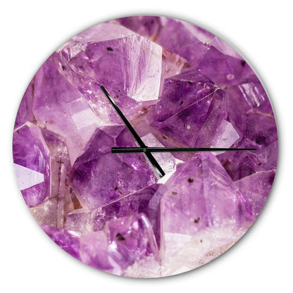 Designart 'Purple Amethyst Macro ' Modern wall clock