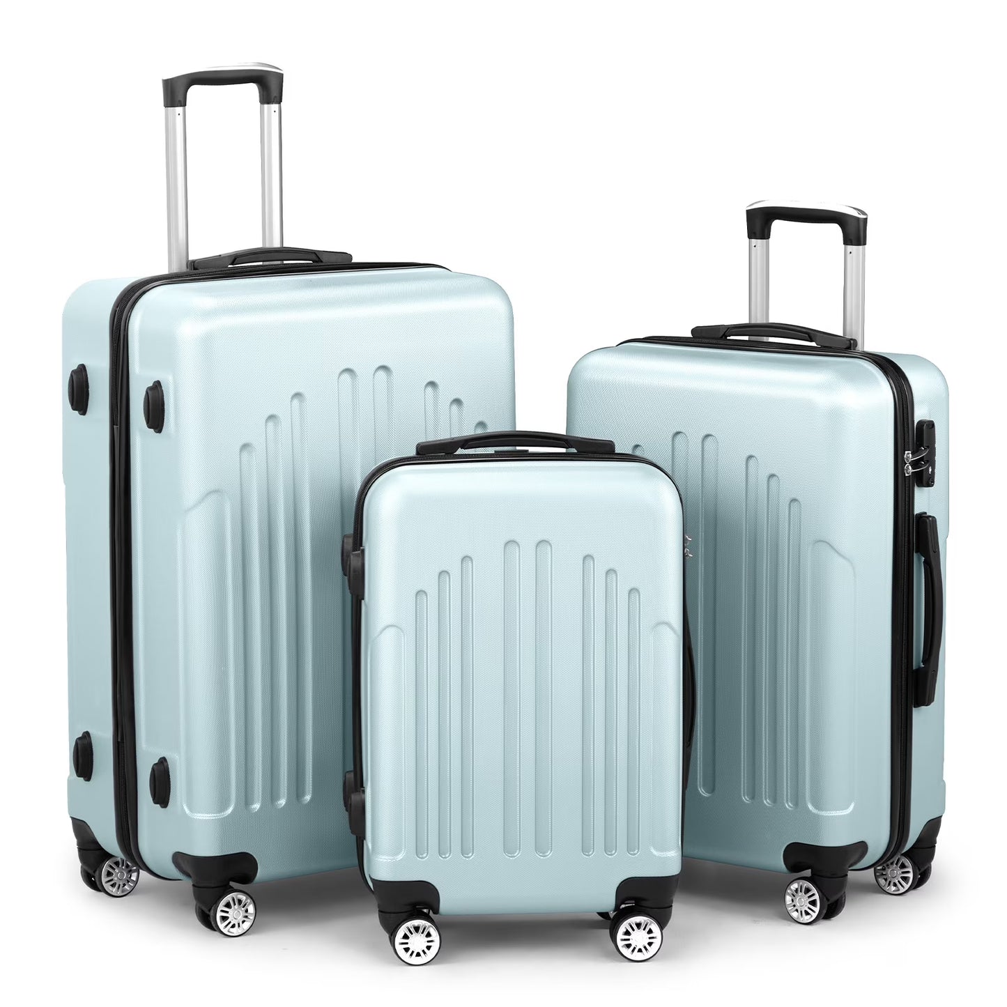 Zimtown 3 Piece Nested Spinner Suitcase Luggage Set With TSA Lock Royal Blue