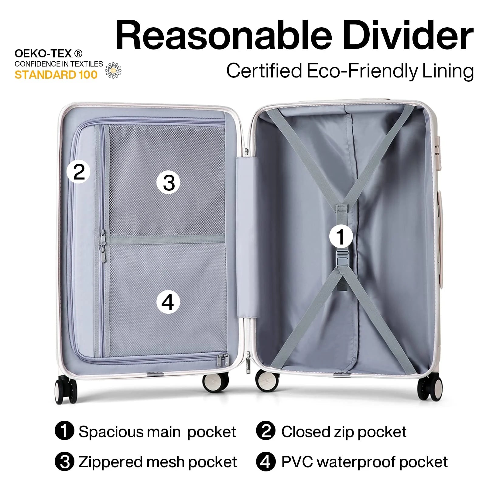 Hanke 28in Adult Hardside Checked Luggage, Ivory White