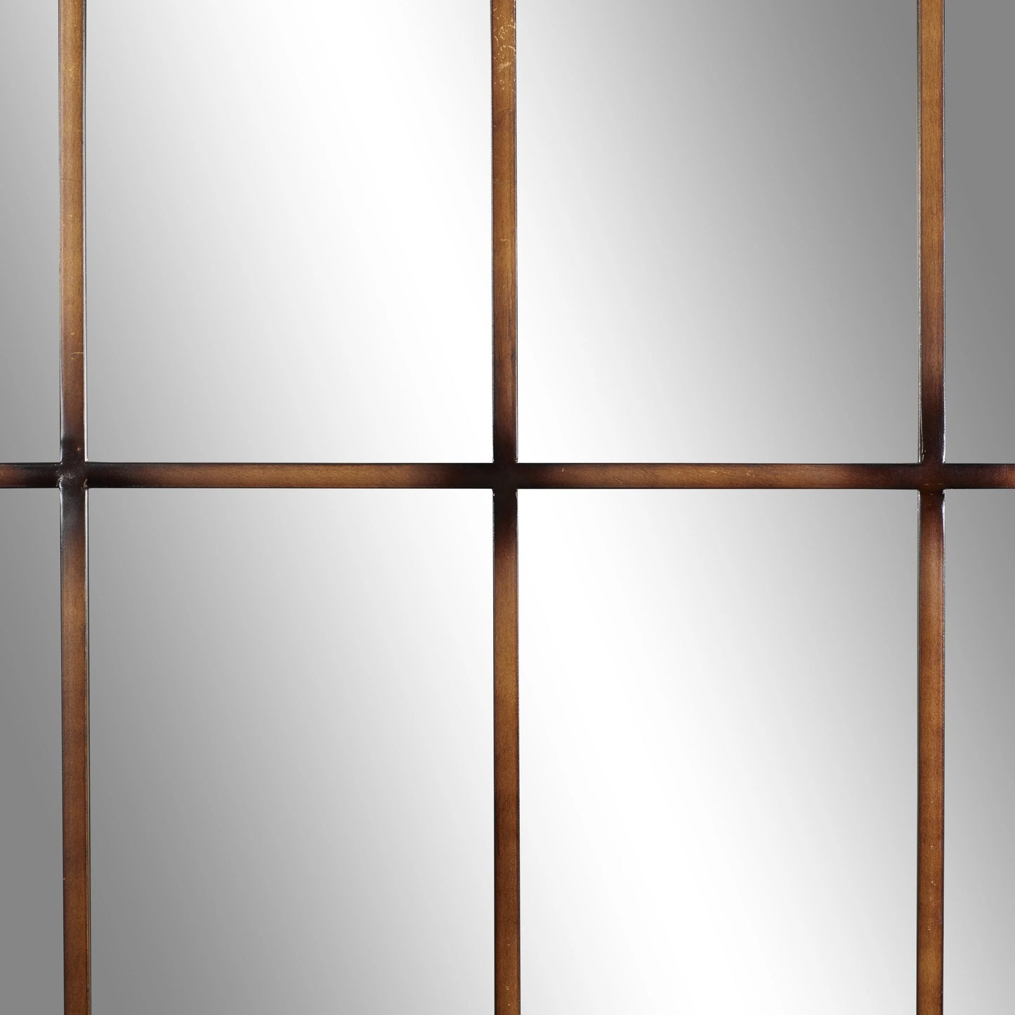 DecMode 39" x 71" Copper Window Pane Inspired Wall Mirror with Arched Top