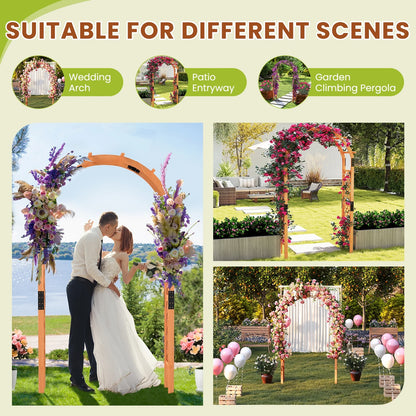 Gymax 7.7 FT Garden Arch Wooden Arbor Outdoor Wood Trellis for Climbing Plants