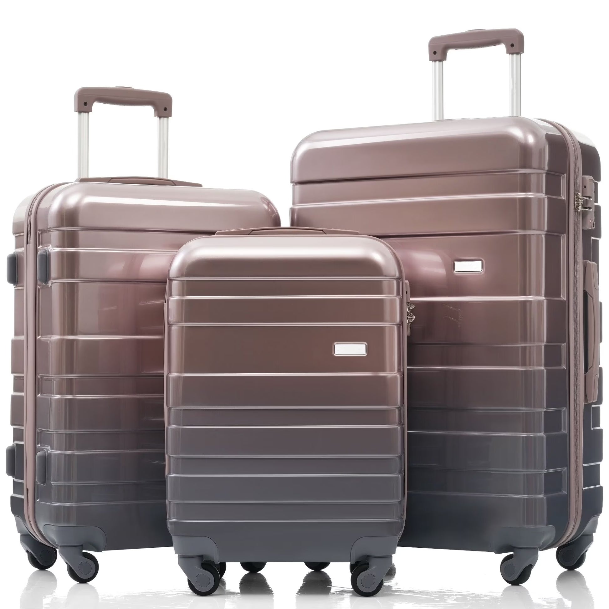 Hard Luggage Case Luggage Sets New Model ABS Hardshell 3pcs Clearance Luggage Hardside Lightweight Durable Suitcase sets Spinner Wheels Suitcase with TSA Lock 20''24''28''( golden),Travel Hard Case