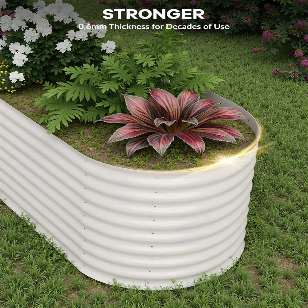 2-Pack Galvanized Steel Raised Garden Beds Kit -Outdoor Metal Planter Boxes for Vegetables, Flowers & Herbs.Tool-Free Assembly, Rust-Resistant Green Coated Design