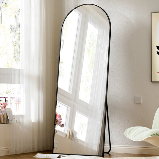 BEAUTYPEAK Arched Full Length Floor Mirror 64"x21" Full Body Standing Mirror,Black