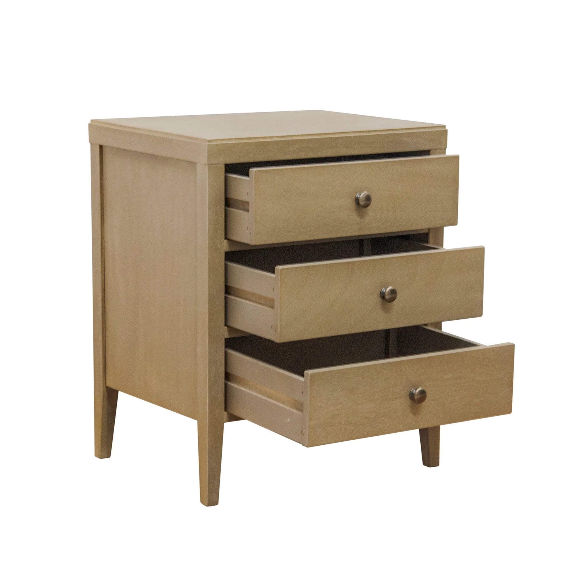 Webb 3-Drawer Wooden Nightstand by East at Main - Wheat Solid Wood Accent Table/End Table with Black Accents (19x15x23)