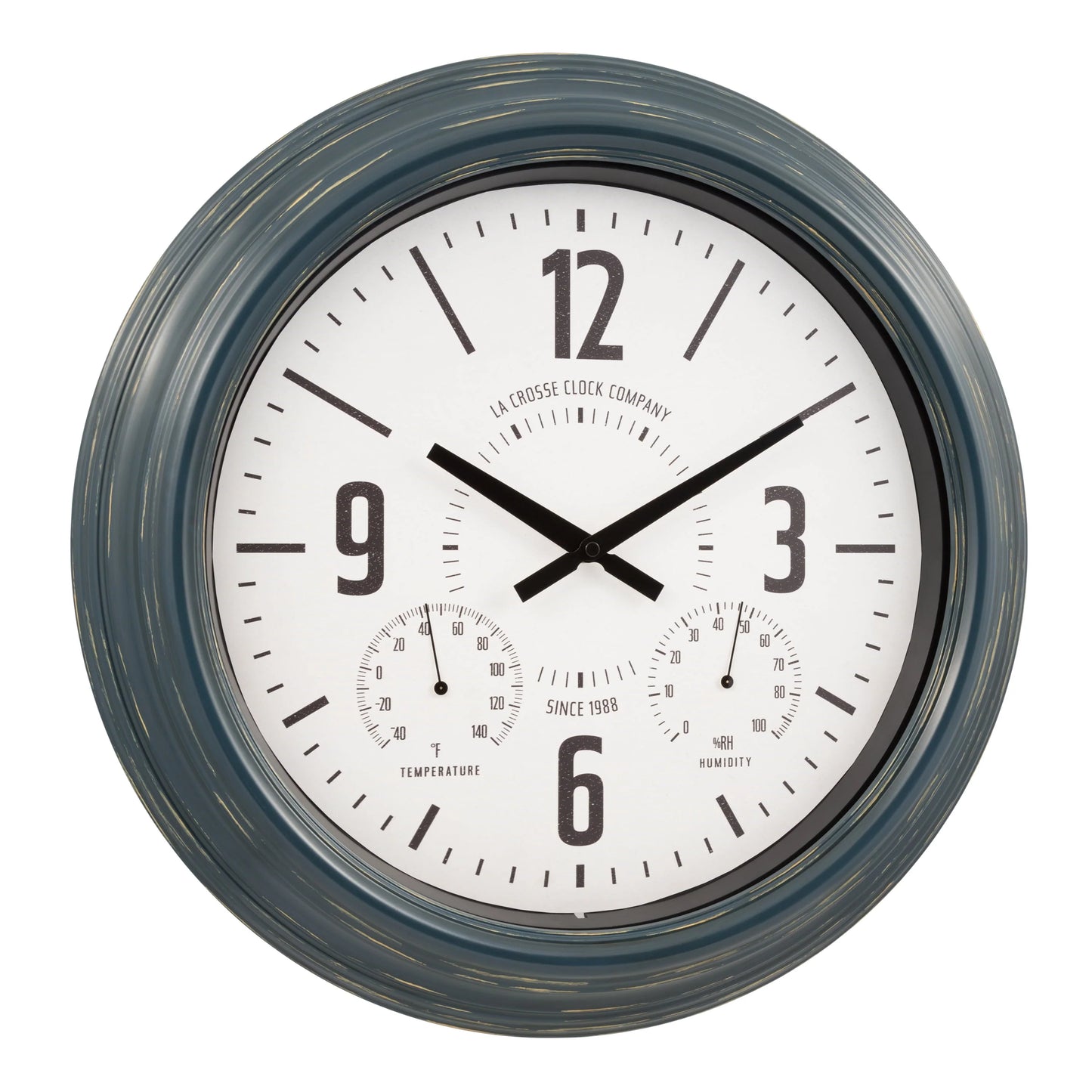 La Crosse Clock 18" Hamilton Indoor/Outdoor Blue Analog Quartz Analog Metal Clock, 433-3838