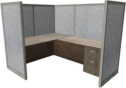 GOF 1 Person Workstation Cubicle (5.5'D x 6'W x 6'H)/Office Partition, Room Divider (72" H Cubicle Only, Grey)