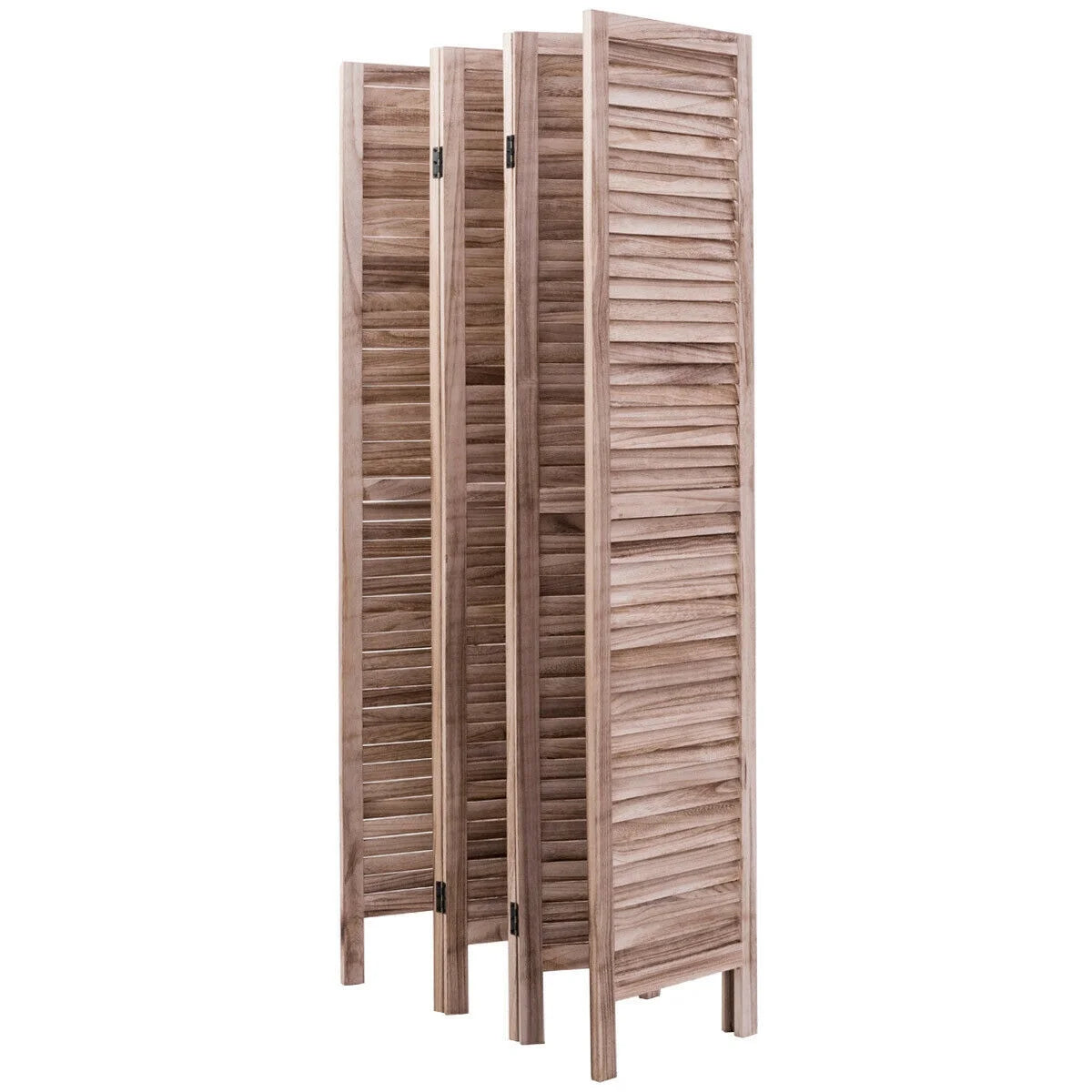 Costway 67'' High 6 Panel Room Divider Furniture Classic Venetian Wooden Slat Home Brown