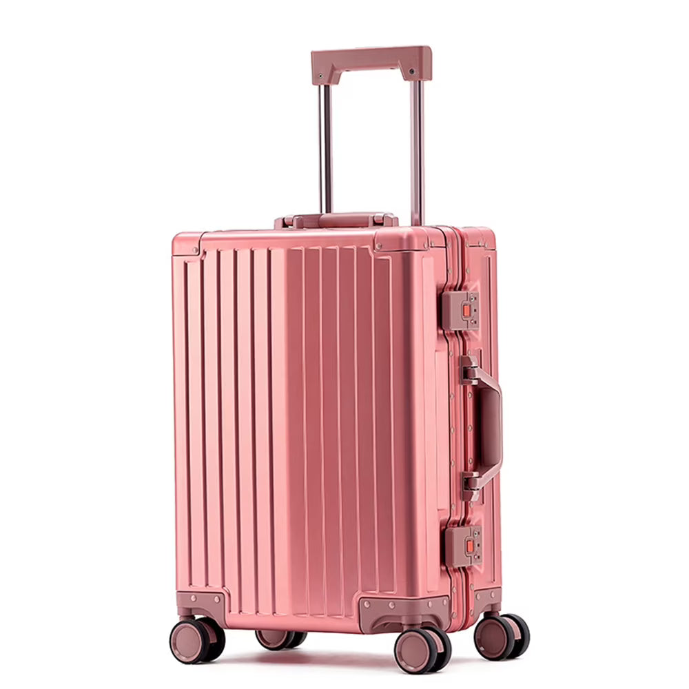 All Aluminum Magnesium Hardshell Carry On Luggage with Wheels, Hardside Carry on Suitcase with TSA Lock, Airline Approved Zipperless Suitcase Checked Luggage Metal Rolling Luggage