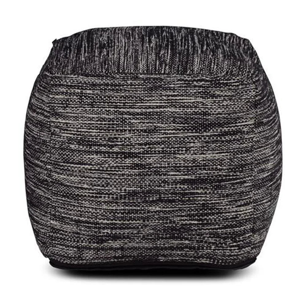 Steve Silver Omari Square Handwoven Black/Ivory Wool Pouf
