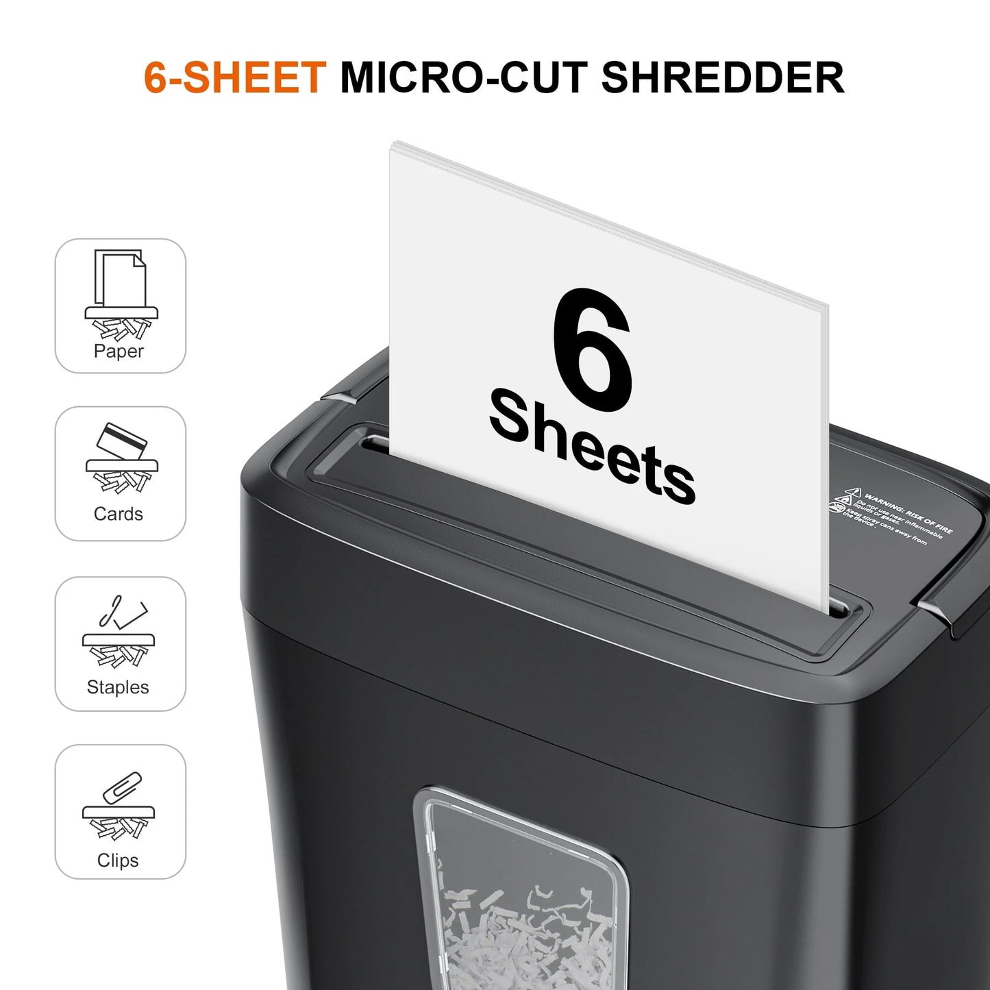 Bonsaii 6-Sheet Micro-Cut Paper Shredder for Home Office Use with Portable Handle