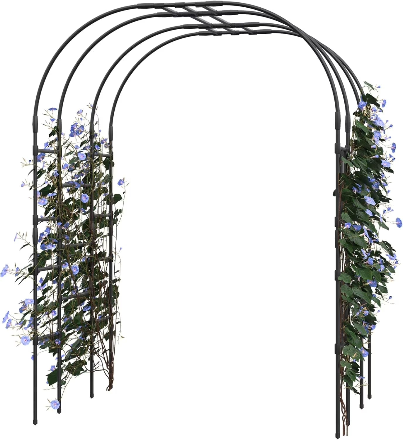 Garvee Garden Arch Trellis for Climbing Plants, Metal Arched Arbor, 3.77*4.92*7.28 Ft, Black