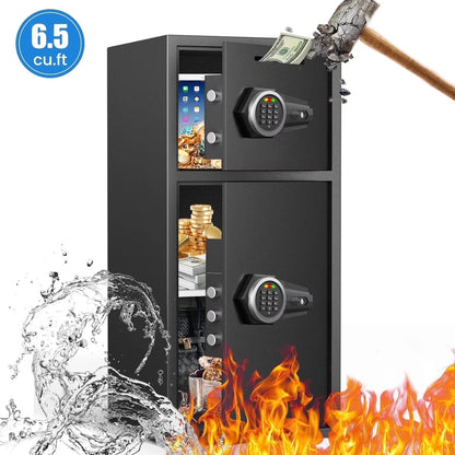 Opentiny 6.5 Cuft Large Safe, Digital Lock Home Safe Fireproof Waterproof, Anti-Theft Money Safe Box with Deposit Slot & Dual Alarm System, Digital Security Document Safe for Home Office Hotel