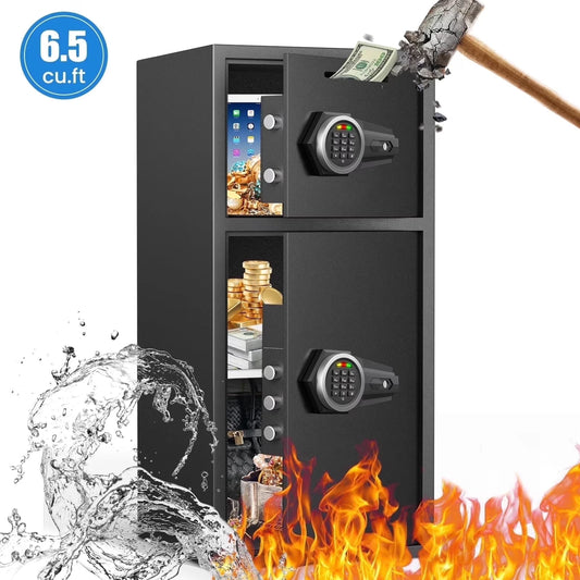 Opentiny 6.5 Cuft Large Safe, Digital Lock Home Safe Fireproof Waterproof, Anti-Theft Money Safe Box with Deposit Slot & Dual Alarm System, Digital Security Document Safe for Home Office Hotel