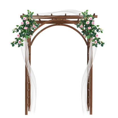 Dark Brown Decorative Garden Arch - Heavy-Duty Fir & Rustproof Iron for Climbing Plants, Roses - 84.6" Tall Outdoor Arch for Backyards, Garden Entries