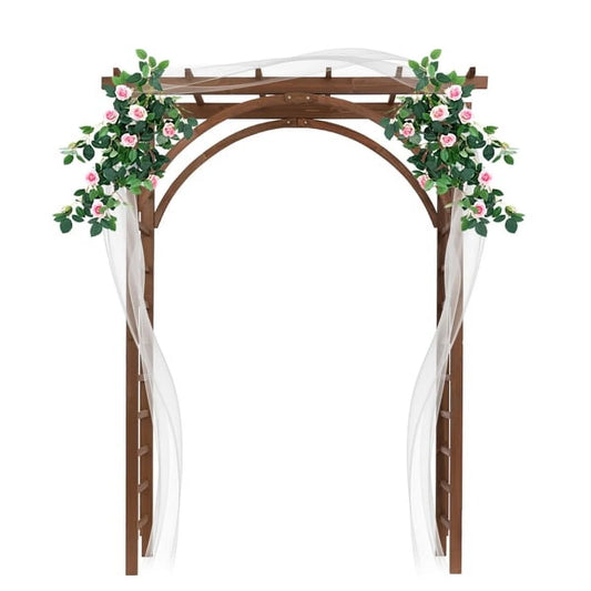 Dark Brown Decorative Garden Arch - Heavy-Duty Fir & Rustproof Iron for Climbing Plants, Roses - 84.6" Tall Outdoor Arch for Backyards, Garden Entries