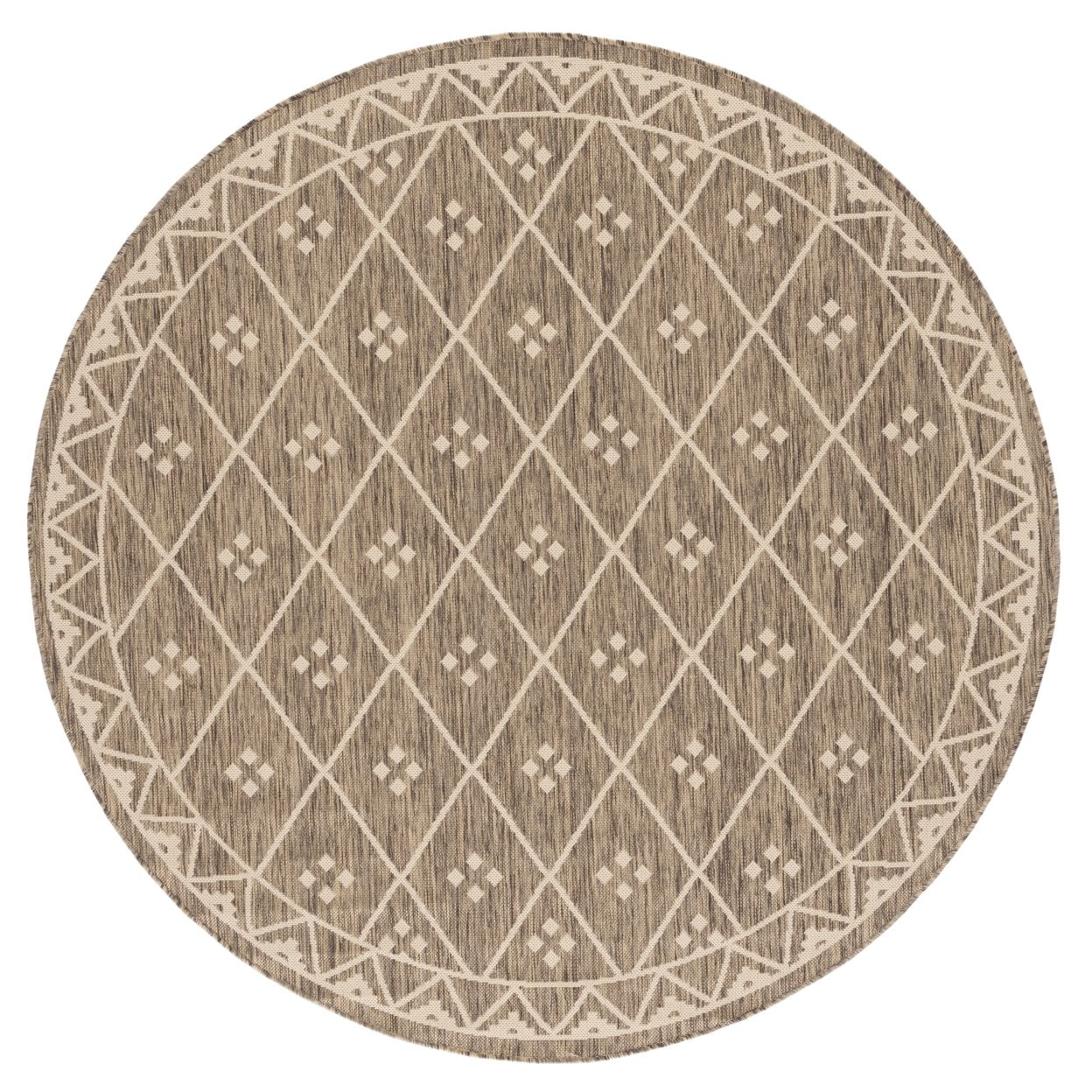 SAFAVIEH Courtyard Cori Bordered Indoor/Outdoor Area Rug, Dark Green/Beige, 9' x 12'