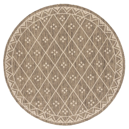 SAFAVIEH Courtyard Cori Bordered Indoor/Outdoor Area Rug, Dark Green/Beige, 9' x 12'