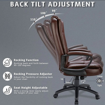 Waleaf Home Office Chair, 400LBS 8Hours Heavy Duty Design, Ergonomic High Back Cushion Lumbar Back Support, Computer Desk Chair, Big and Tall Chair, Adjustable Executive Leather Chair with Arms
