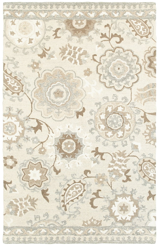 Moretti Deck Area Rug 93005 Ivory Petals Bulbs 10' x 13' Rectangle