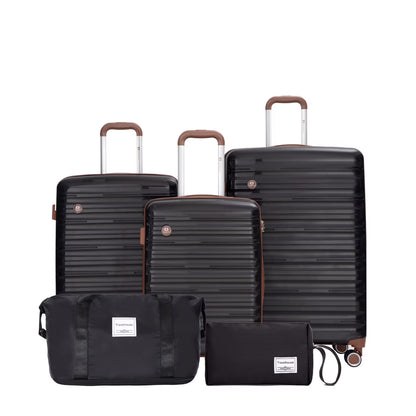 5-Piece Polyester Luggage Set with TSA Lock, Expandable Carry-On Suitcase and 360° Spinner Wheels in Blue, Complete Travel System for Versatile Packing