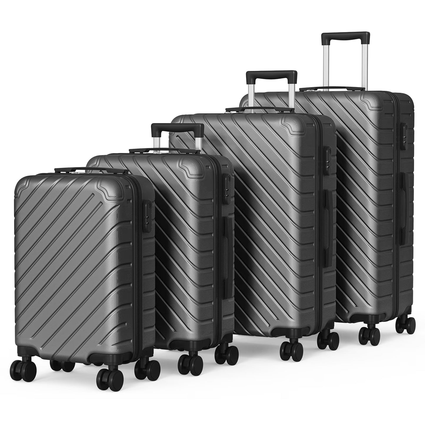 Apelila 4 Piece Luggage Sets Waterproof Durable Ultra-Light Hardside Spinner Suitcase Set Extra Large Capacity with 360° Silent Wheels 3-Level Handles Lightweight Travel Luggage Free Covers & Hangers