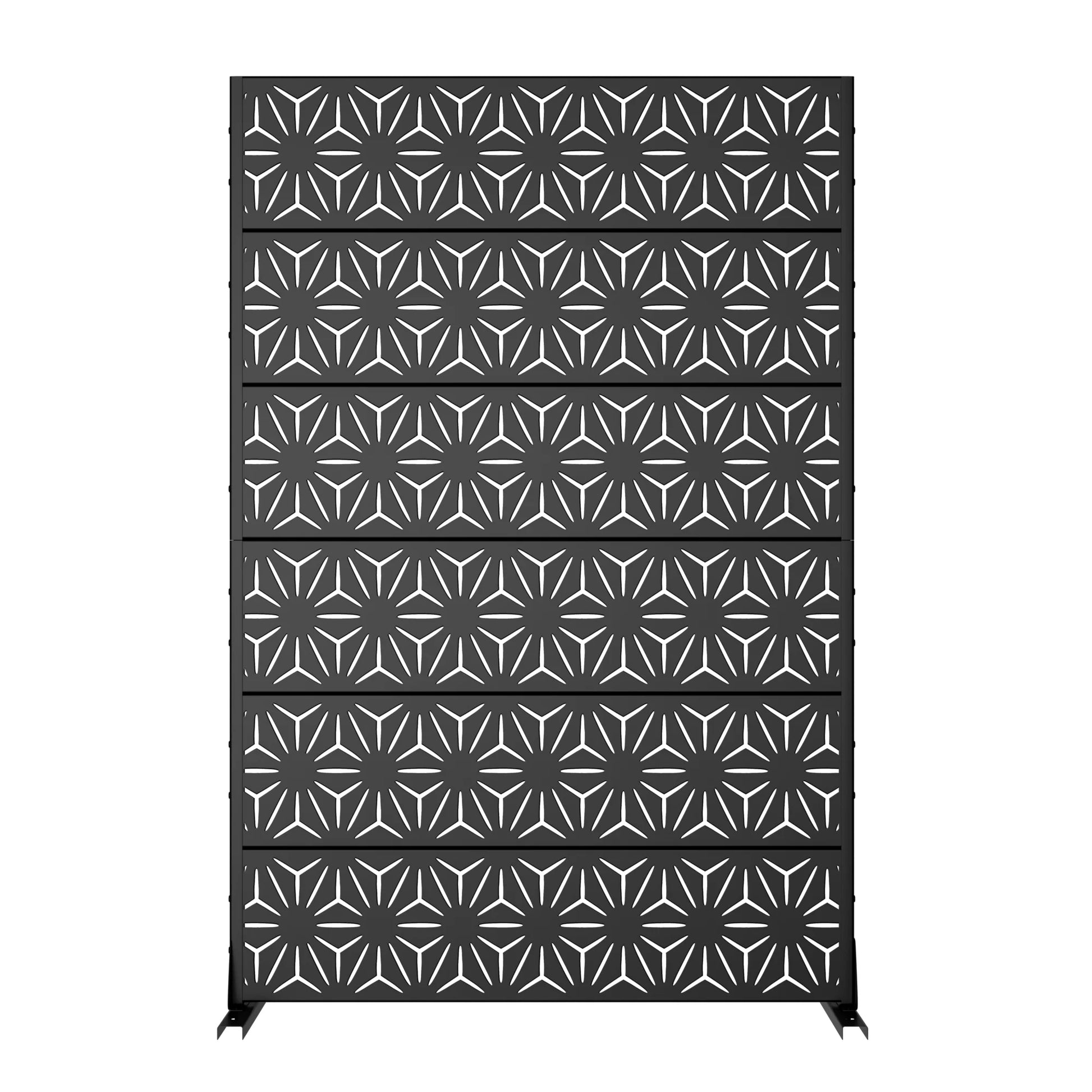 MAYEERTY Laser-Cut Steel Room Divider, Modern Privacy Partition for Living Space,Sun,Black