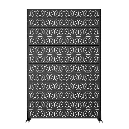 MAYEERTY Laser-Cut Steel Room Divider, Modern Privacy Partition for Living Space,Sun,Black