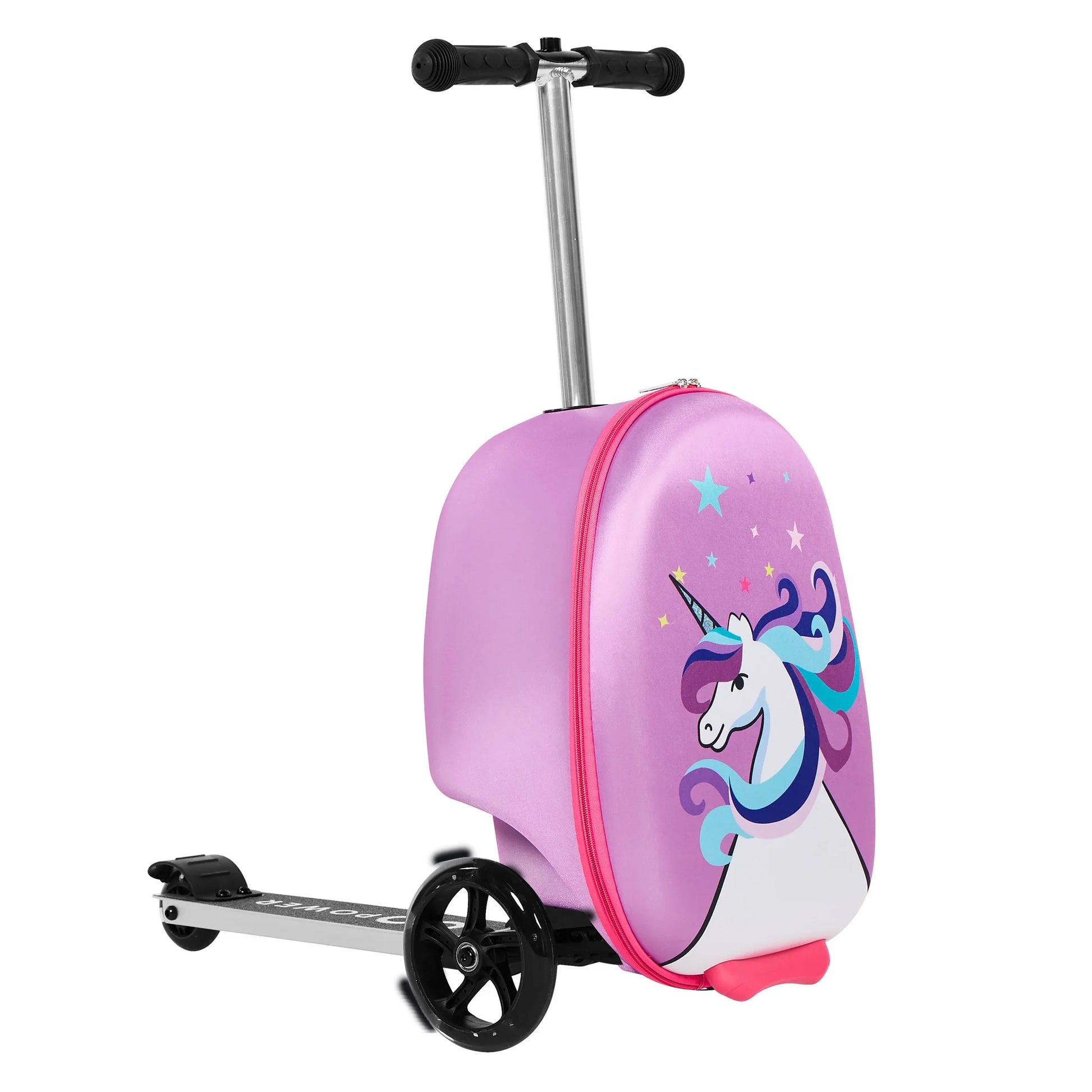 Gopowerbike Go Voyage Kids 2-in-1 Luggage Scooter | 3-Wheel Design with Light-Up Wheels | Pink