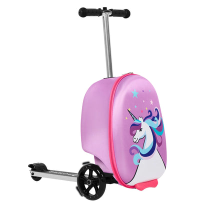 Gopowerbike Go Voyage Kids 2-in-1 Luggage Scooter | 3-Wheel Design with Light-Up Wheels | Pink