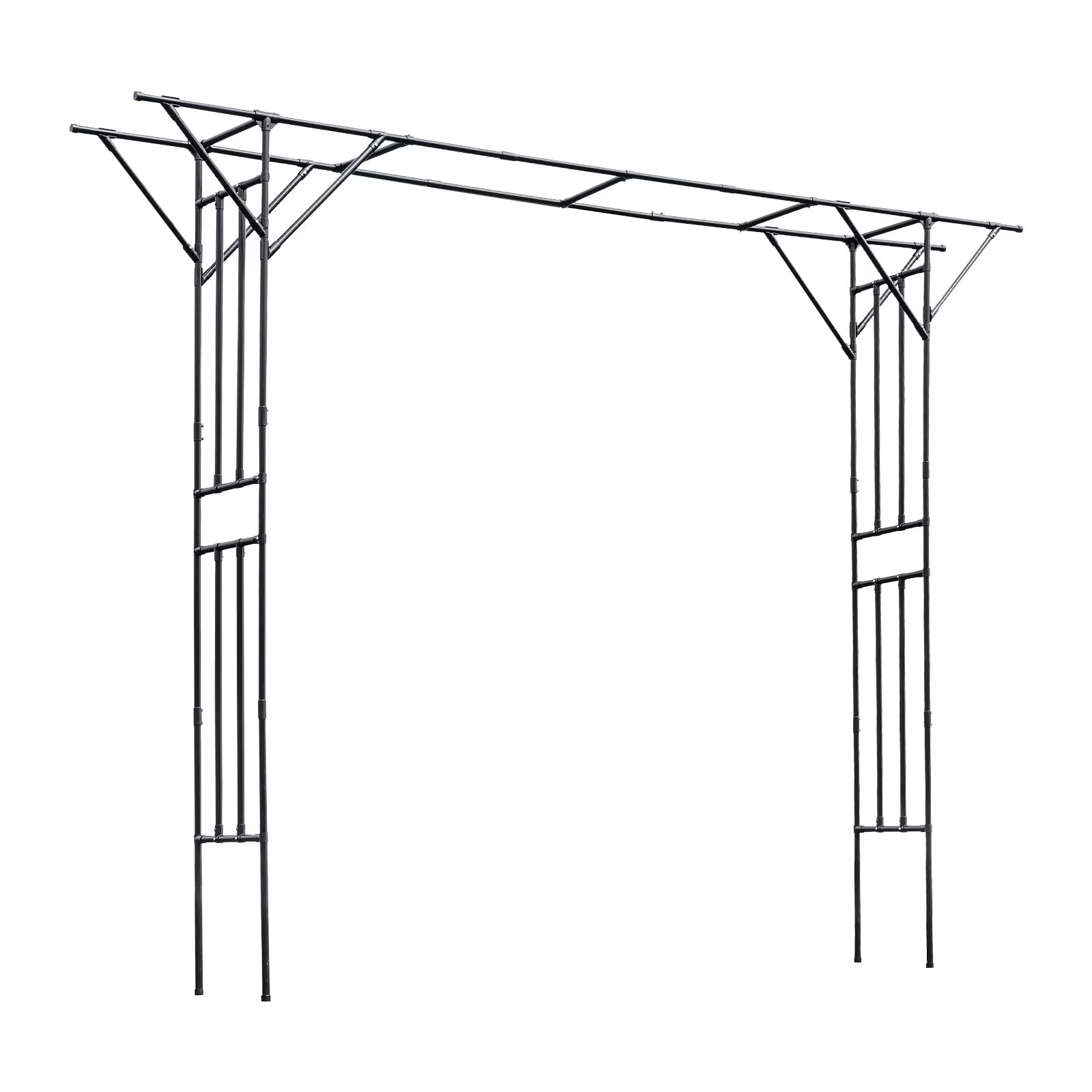 Black Garden Trellis Supersize Flattop Garden Arch for Wedding,141.7" L x 106" H Garden Arch Arbor Trellis for Climbing Plants Outdoor,Galvanized Steel Pipe Coated with Plastic