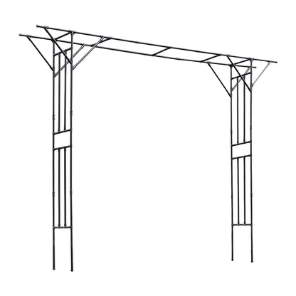 Black Garden Trellis Supersize Flattop Garden Arch for Wedding,141.7" L x 106" H Garden Arch Arbor Trellis for Climbing Plants Outdoor,Galvanized Steel Pipe Coated with Plastic