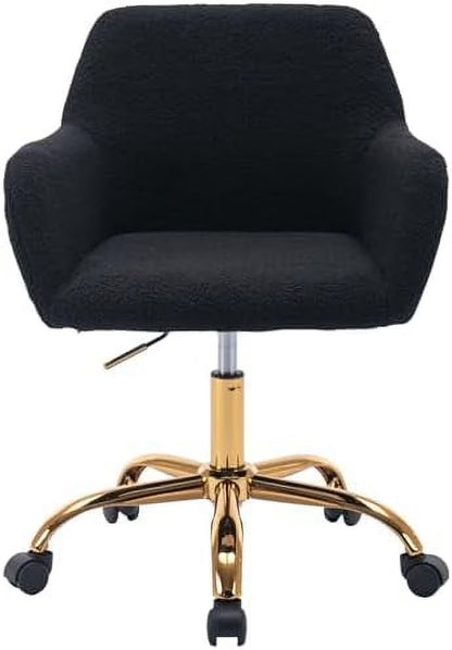 Modern Faux Fur Home Office Chair Height Adjustable, White Desk Chair Vanity Chair for Makeup Room, Rolling Desk Chairs with Wheels, Swivel Furry Cute Desk Chair for Teen Girls Women
