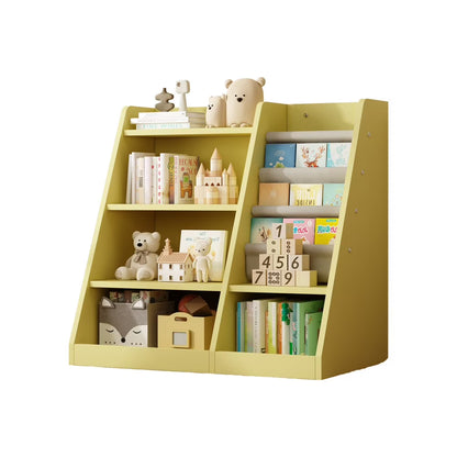 IVV Montessori Kid Bookshelf, Modern Wood Bookcase 4 Tier Children Book Rack Display Toy Storage Organizer Sling Book Rack for Classroom Bedroom Nursery Playroom (Pink)