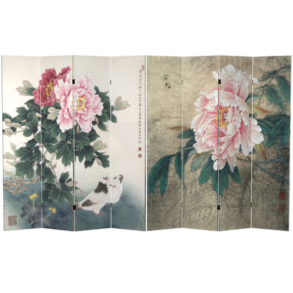 Oriental Furniture 6 Feet Tall Double Sided Doves and Peonies Canvas Room Divider