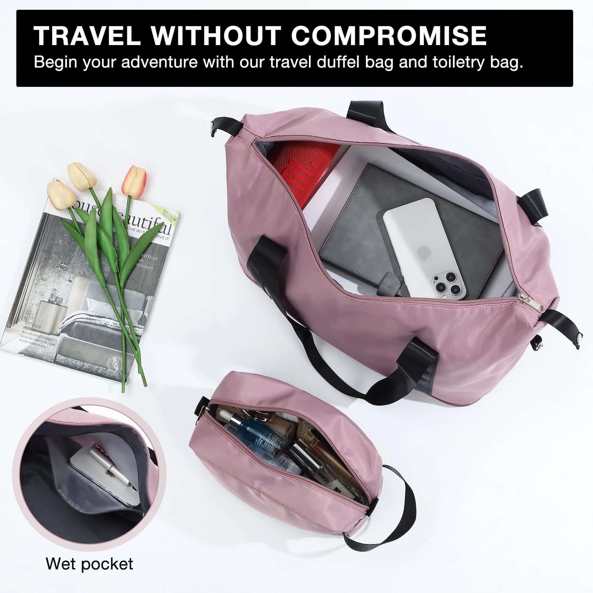 TROPOW Luggage Setss,Suitcases with Wheels,5 Piece Womens Luggage Setss Carry on Bag Sets, Hardside Carry On Suitcase Setss with Tsa Locks Duffel Bag