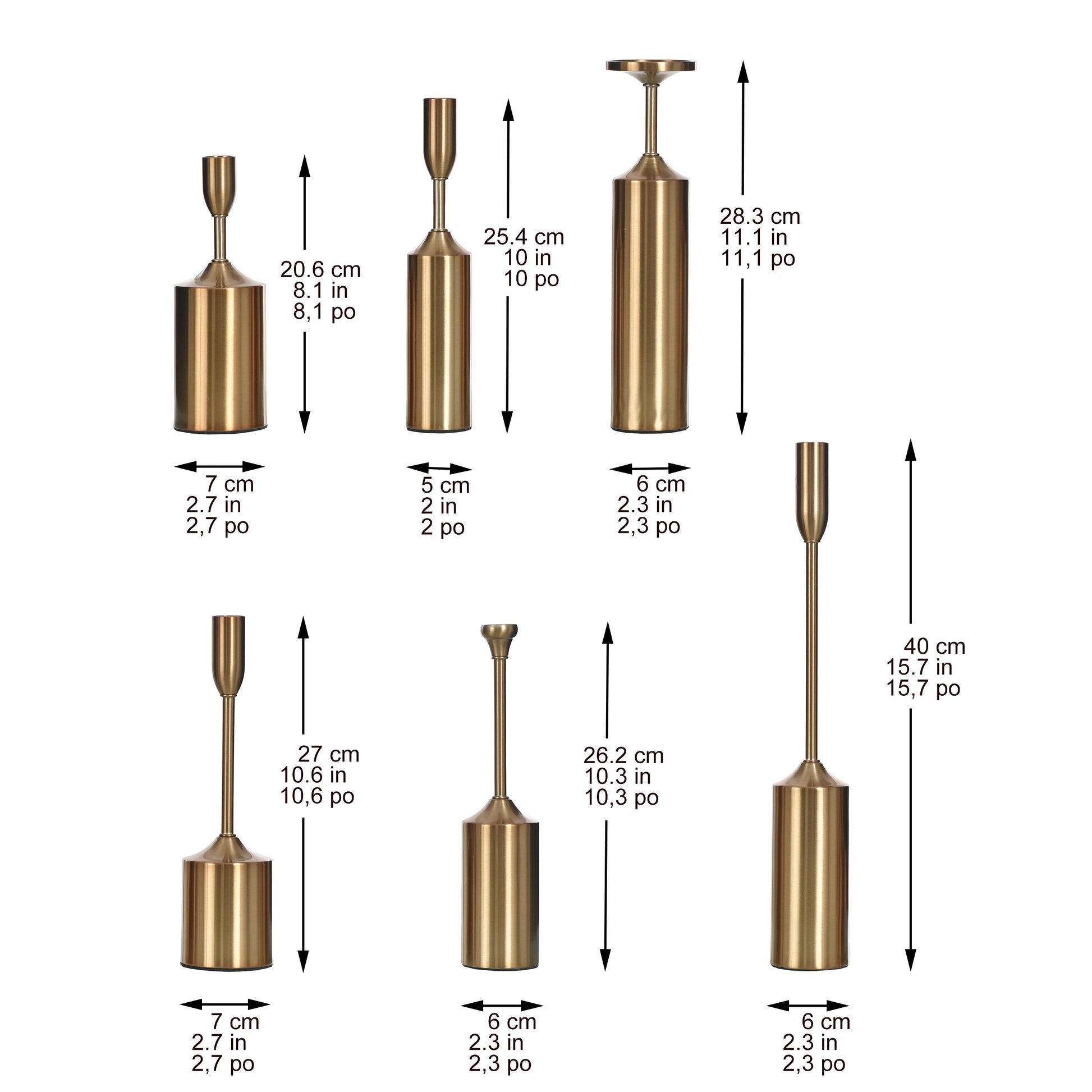 StyleCraft Brass Plated Candleholders, Set of 6