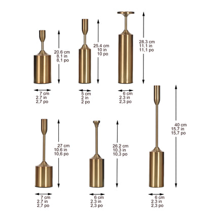 StyleCraft Brass Plated Candleholders, Set of 6