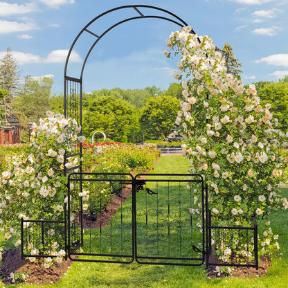 UBesGoo Garden Arch Arbor Trellis Steel Archway with Planters for Climbing Plants,7 Ft Iron