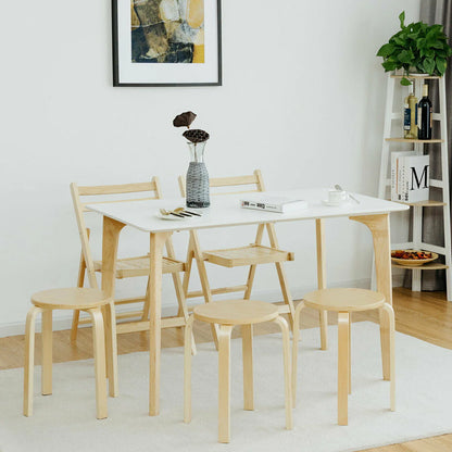 Set of 4 18" Stacking Stool Round Dining Chair Backless Wood Home Decor