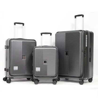 Topcobe Luggage with Front Opening, TSA Approved Lock, Hardshell Suitcase, Lightweight Luggage for Traveling, Black